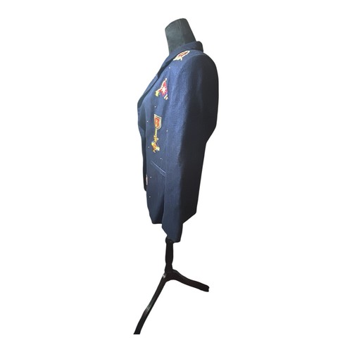 Vintage Tailored By Harlan Navy Linen Nautical Themed Women’s Blazer Size 10 - Picture 8 of 16
