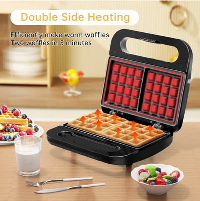 GPED Waffle Maker 2 Slice Nonstick Waffle Iron Compact w/ Indicator Lights