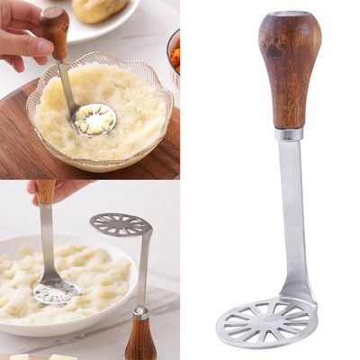Mini Potato Masher Stainless Steel Wooden Handle Butter Cheese Spatula Tools