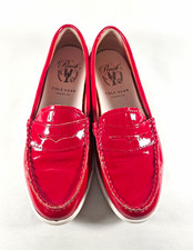 Cole Haan Red Patent Leather Penny Loafer Flats Slip-On Round Toe Women's 7B