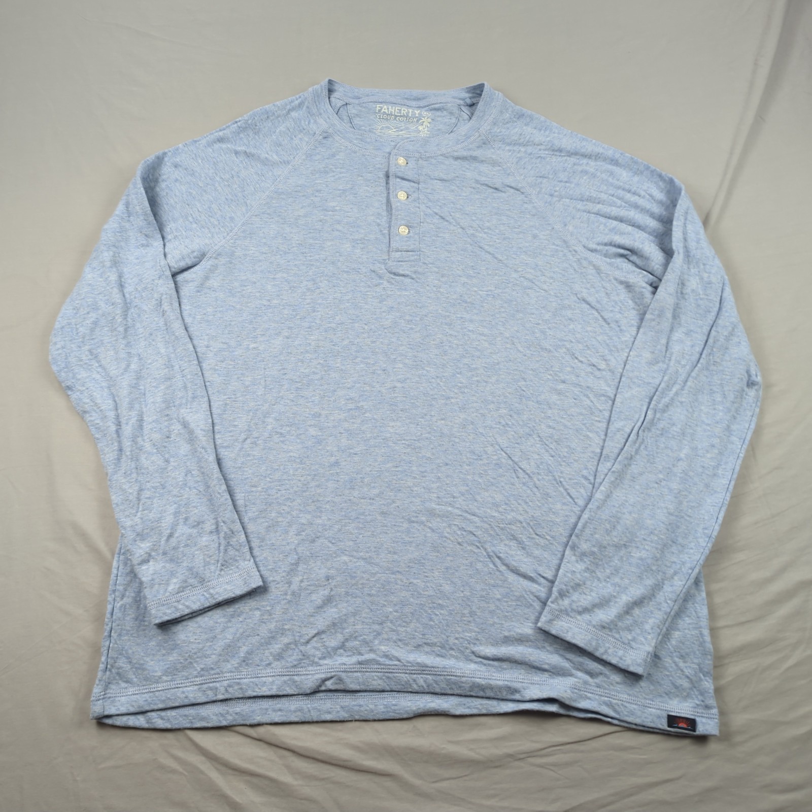 Faherty Henley Shirt Mens Extra Large Light Blue Cloud Cotton Long Sleeve Casual-image