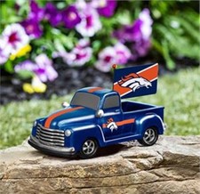 Denver Broncos 9 Inch Metal Rally Truck Statue, Outdoor Garden or Indoor Fan Dec