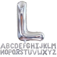 Silver Letter L Balloons 40 inch Large Alphabet L Balloons Silver Helium Foil...