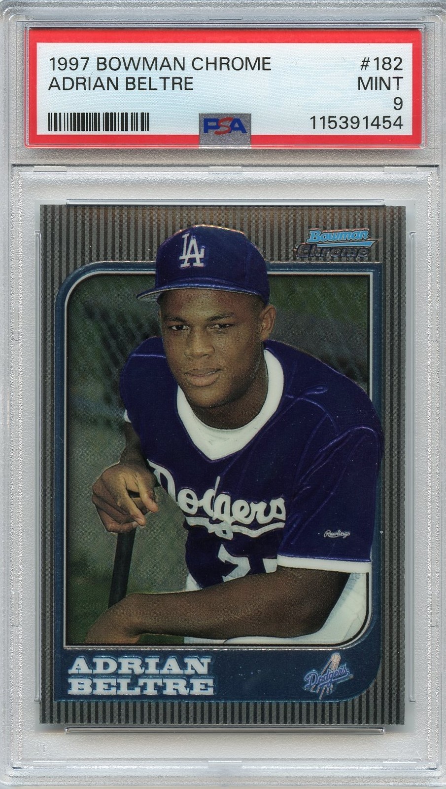 1997 Bowman Chrome Adrian Beltre #182 Rookie PSA 9 MINT LA Dodgers HOF Baseball
