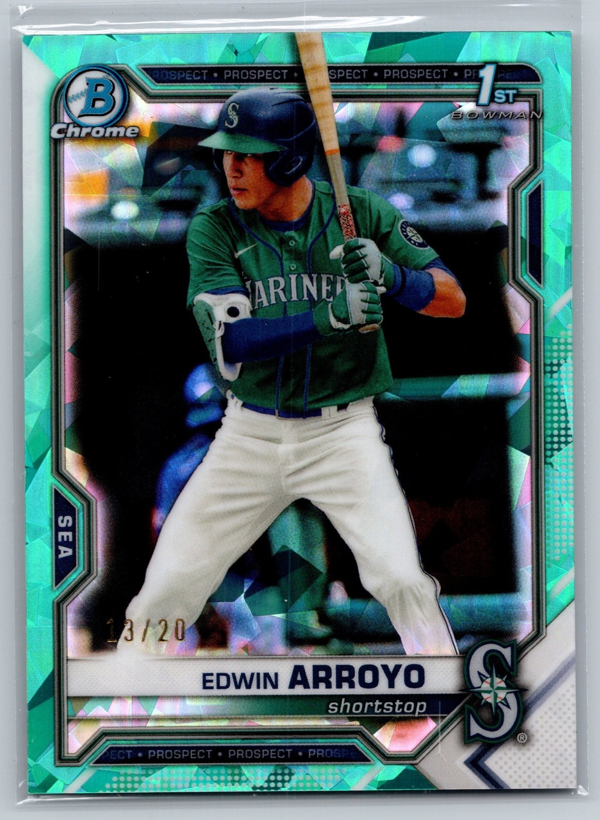 2021 Bowman Chrome Draft Sapphire Edwin Arroyo 1st Aqua Refractor /20 #BDC-74
