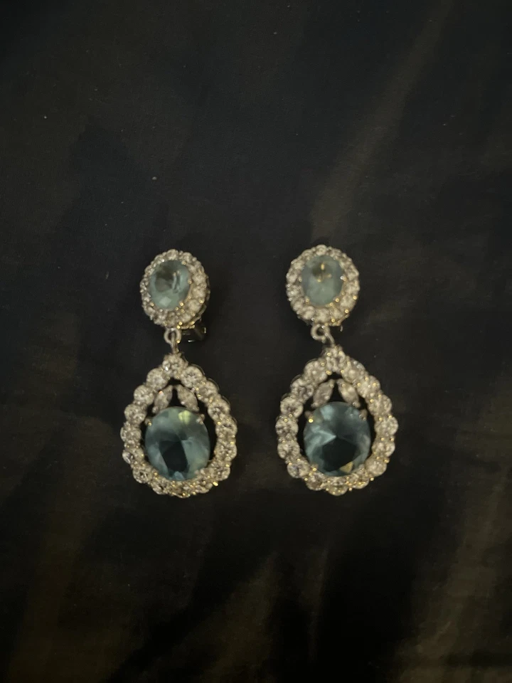 Pendientes Largos Susanne Summers Plata Blanca Y Azul Aguamarina Foto 2 de 4