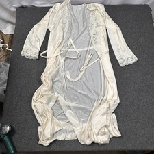 Vintage Olga Peignoir Robe Ivory Lace Long Gown Wrap Nylon Size M USA