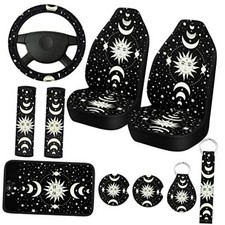 10 Pcs Moon Star Car Seat Covers Full Set Car Accessories For Women Front Witch 10 Pcs Moon Star Car Seat Covers Full Set Car Accessories For Women Front Witch