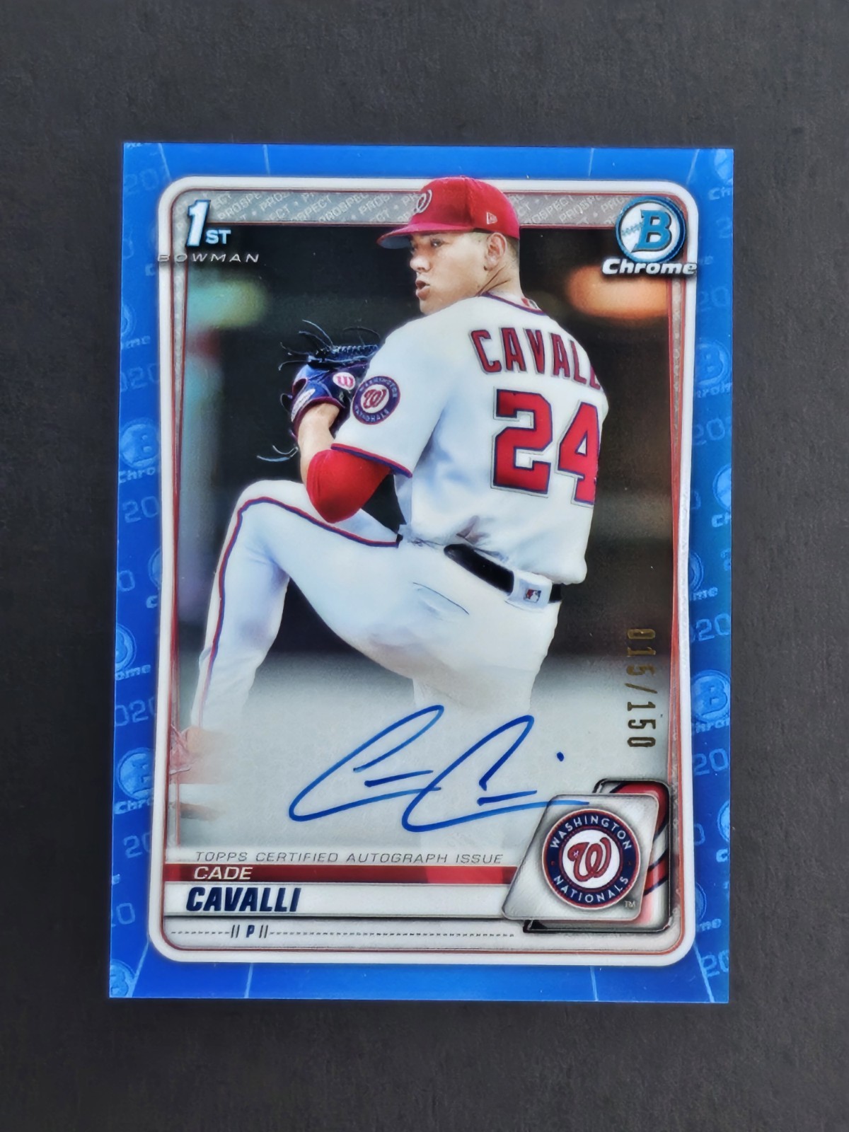 2020 Bowman Draft Chrome 1st Cade Cavalli Blue Refractor Auto /150 RC