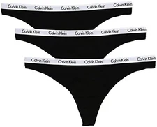 Calvin Klein Underwear Women's Carousel 3 Pack Thong, Black, X-Small