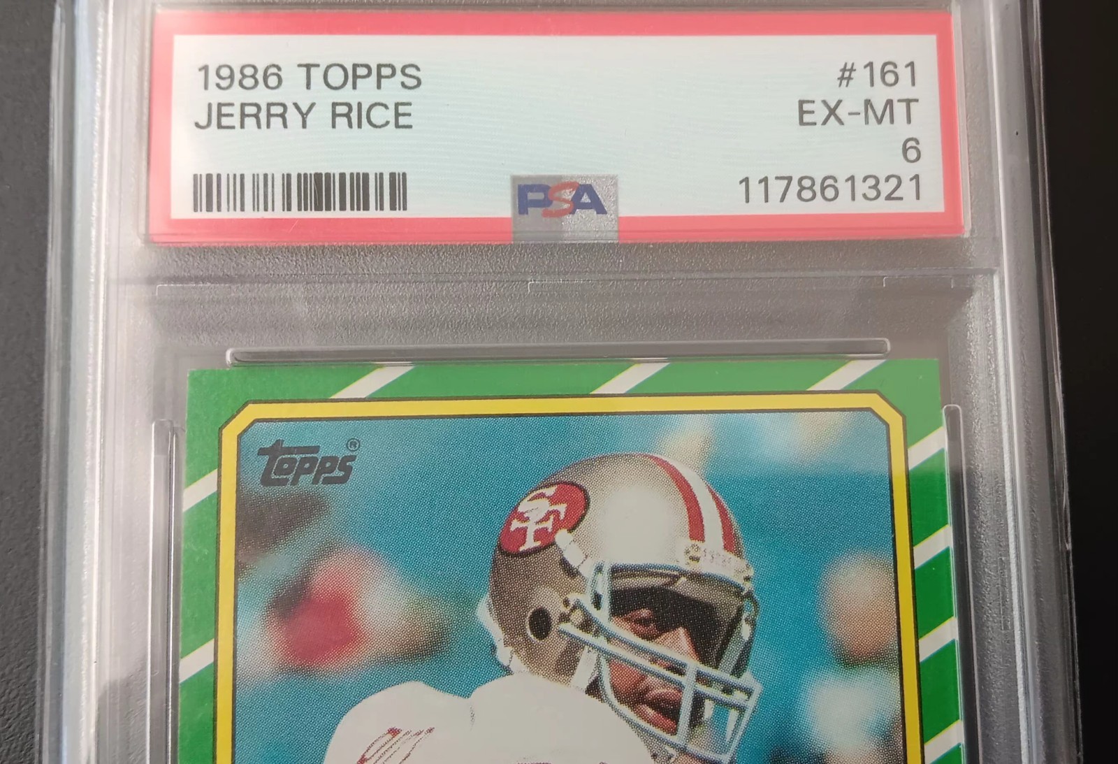 Topps 1986 Jerry Rice PSA 6 rookie Rc San Francisco 49ers Forty Niners Football view 3