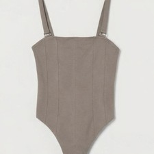 H M Beige Bodysuit Adjustable Straps Size L
