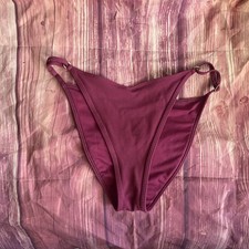 HOLLISTER adjustable string swimsuit bikini bottom medium textured red cheeky