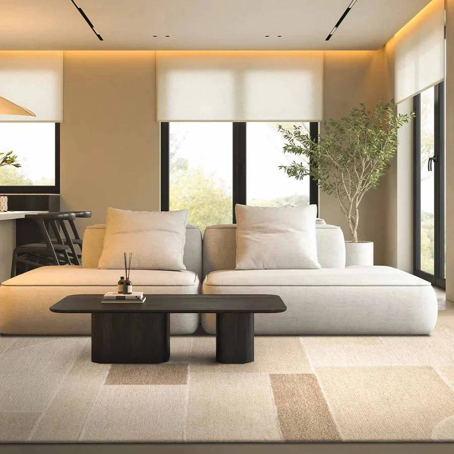 Modern Color Beige Hand Tufted Woollen Rug Design Area Handmade Carpet Rug - Image 2 of 4