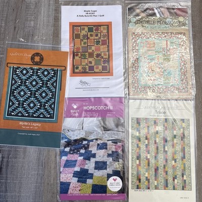 Lot Of 5 Pieced Easy Quilt Sewing Patterns Aztec Quiltfox Quilty Love