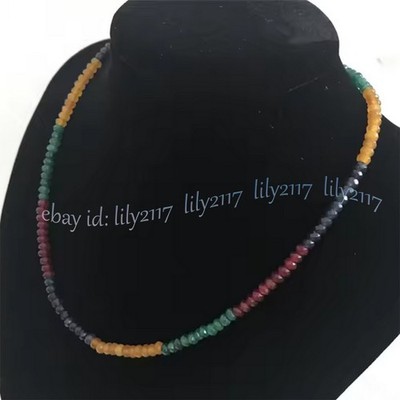 2x4mm Faceted Multicolor Jade Natural Gemstone Rondelle Beads Necklace 14-36 in