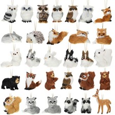 Plush Animal Christmas Ornaments, Felt Woodland Forest Furry Animals for Chri...