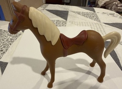 VTG Little Tikes Dollhouse Farm Stable Barn Tan Brown Horse 