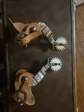 old Pair of NORTH JUDD Anchor - Western Cowboy Spurs with Leather Straps