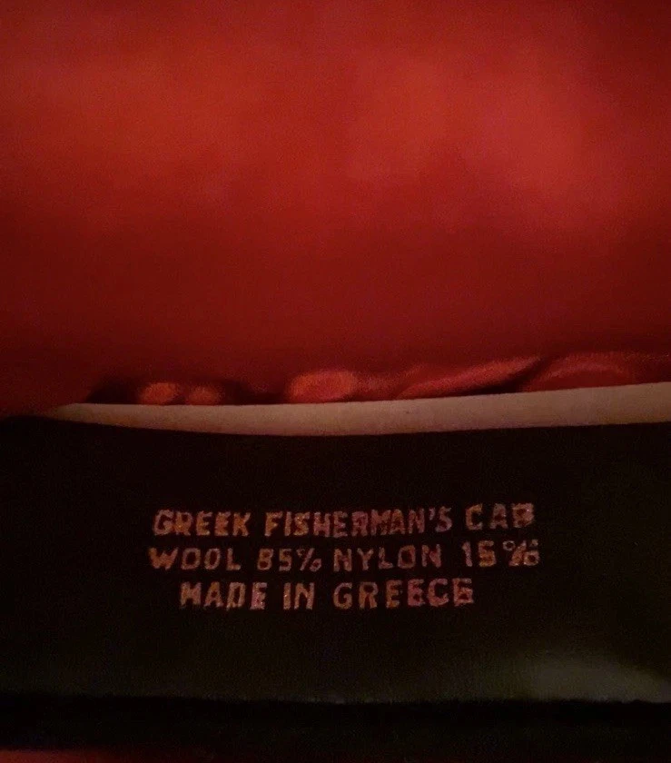Sombrero de Pescador Griego Hecho en GRECIA Marinero con Forro Rojo Satinado Talla 8DE COLECCIÓN RARO Foto 3 de 4