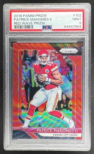 Patrick Mahomes II 2018 Panini Prizm #102 Red Wave 50/149 PSA 9
