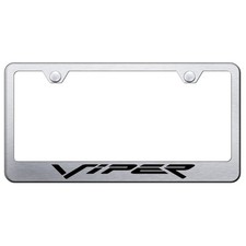 Etched On Brushed License Plate Frame - Officially Licensed For Dodge Viper