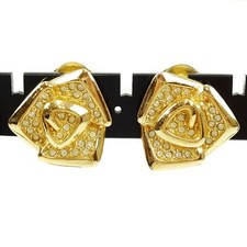 Christian Dior Gold-tone Rhinestones Clip-on Earrings F122