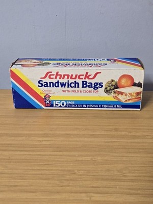 Vintage Schnucks Sandwich Bags. 150 Fold & Close Bags 6.5''x 6.5''. SEALED