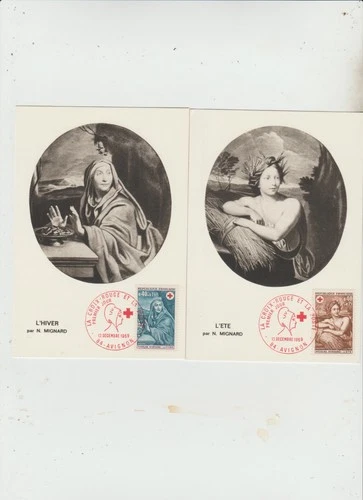 France 1969  2 FDC Maxi Cards   Red Cross issue   good condition