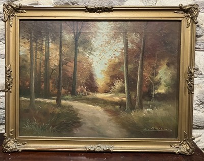 Öl auf Leinwand XIX Unterzeichnet Sicht Der Wald Von Fontainebleau? Schule Zone