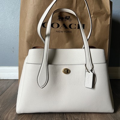 New No Tags Coach Pebble Lora Carryall Style No. 88340 Chalk