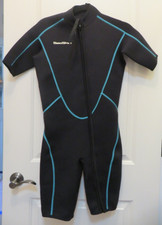 Sea Skin Unisex Medium Black Short Sleeve Short Wetsuit Full Zip Neoprene