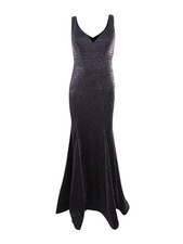 Xscape Women's Metallic Trumpet Gown (4, Black/Silver) 808593922385