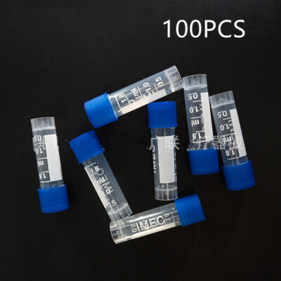 100PCS 2ml Micro Cryotube Centrifuge Tubes Caps Plastic Chemistry Test Vials