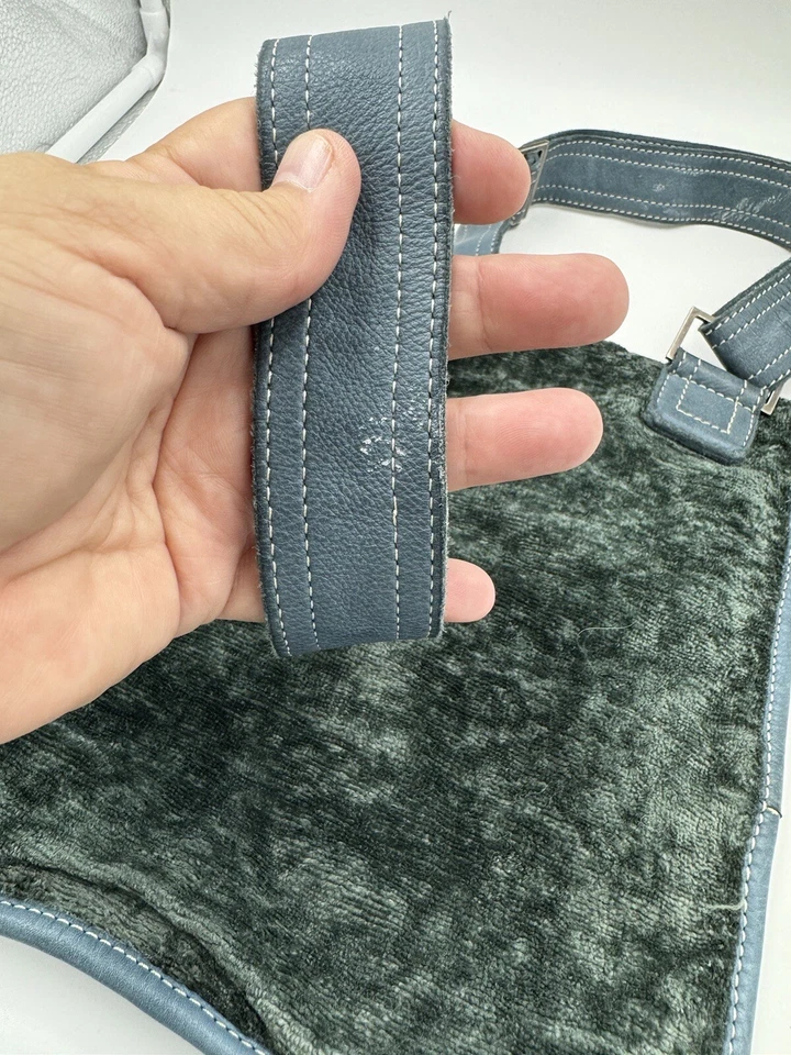 Bolso Bandolera Cartera Sissi Rossi Italiano Verde Terciopelo Aplastado Cuero Azul Foto 3 de 4