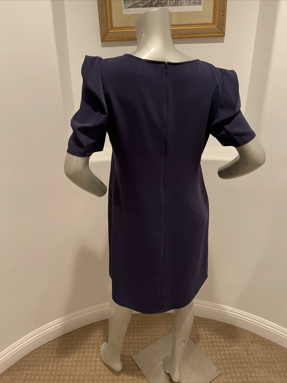 Mini abito a maniche corte Kenzo Paris blu mezzanotte arricciato busto taglia 42 EUR