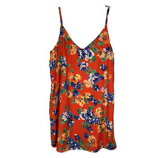 Lulus V-Neck Sleeveless Red Floral Print Mini Dress XL Made in USA