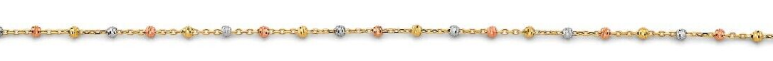 NEW 14K TRY COLOR GOLD FANCY DC BEAD ANKLET