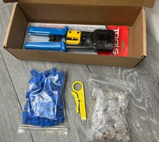 CT-01 RJ45 Crimp Tool Kit with Wire Stripper, RJ45 Ends, Covers