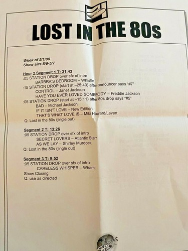 RADIO SHOW 5/1/00 LOST IN 80's: MICHAEL JACKSON, MARY JANE GIRLS, TEENA MARIE - Picture 2 of 2