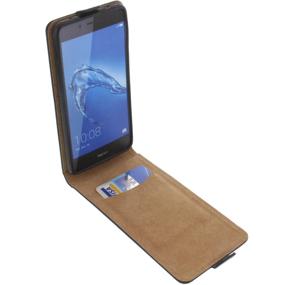 Custodia per Huawei Honor 6c Custodia Cellulare Modello Flip Custodia Nera - Immagine 3 di 4