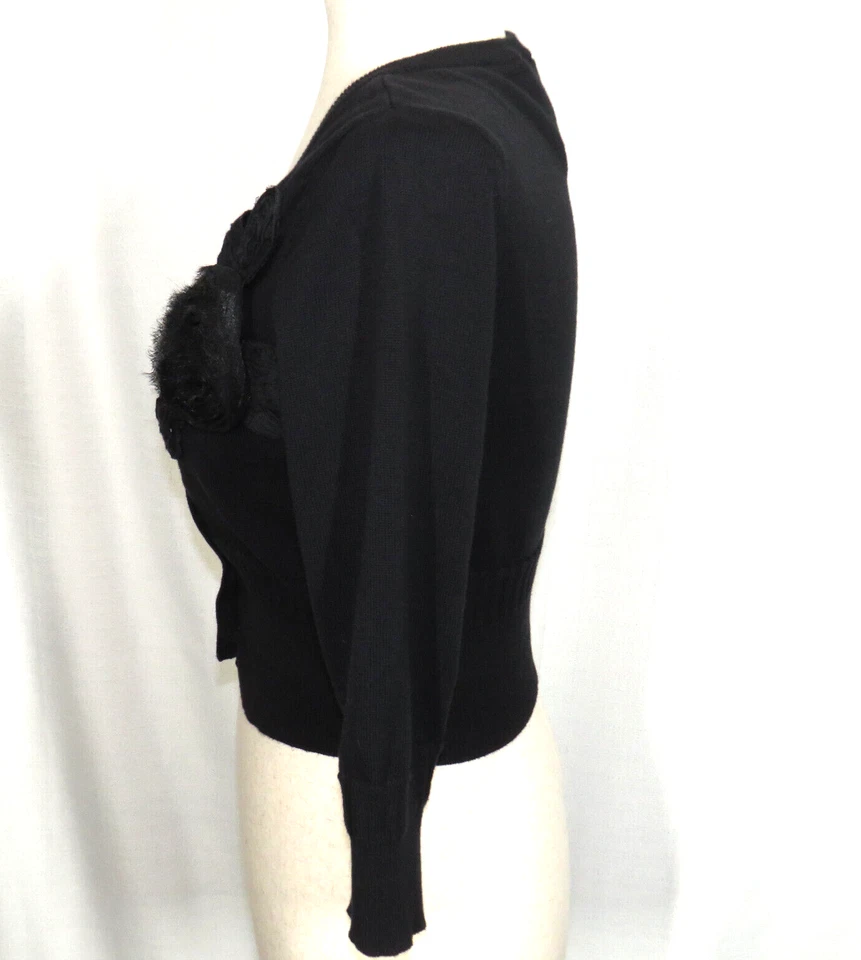 Suéter Recortado Retro Rockabilly Roseta Algodón Negro Bisou Bisou Talla XS Foto 3 de 4