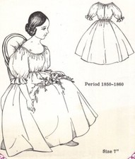 7"Period DOLL DRESS PATTERN Victorian German French ANTIQUE / vintage look 4014
