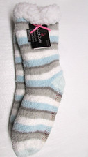 Cuddl Duds Sherpa Lined Lounge Socks Slippers Women  s Sz 4-10 Plush Filled