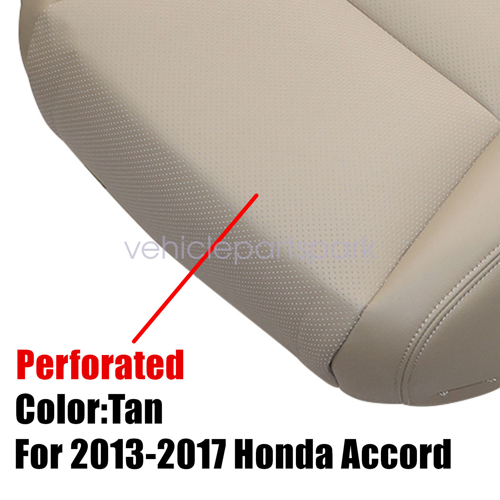 Replacement Driver Perforated Bottom SEAT COVER Tan For 2013 2014 Honda Accord
