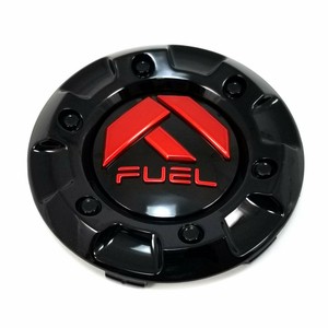 Fuel Gloss Black Wheel Center Hub Cap 4.25"OD w/ Red Logo 1001-58CEN