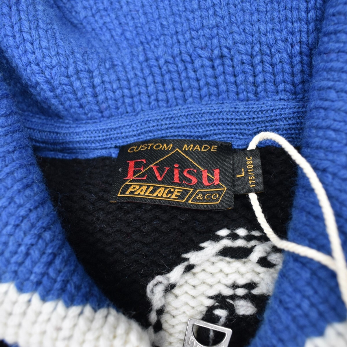 NWT Palace x Evisu Cowichan Intarsia Knit Logo Sweater Men's L DS