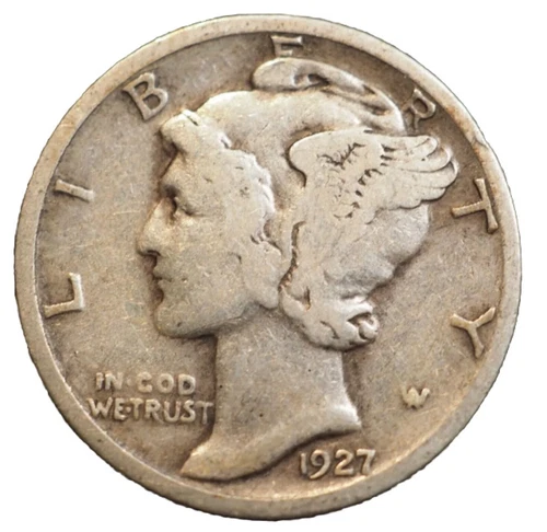1927-P Mercury 90% Silver Dime Good+ BEST VALUE ON EBAY Free Shipping W/Tracking