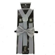 Suspender & Bow-Tie Light Grey for Adults Men Women
