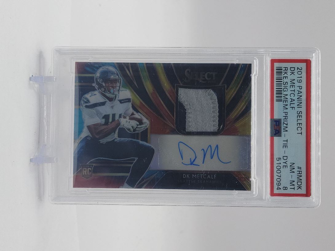DK Metcalf Panini Select Rookie Signature Memorabilia Prizm #RMDK Tie-Dye